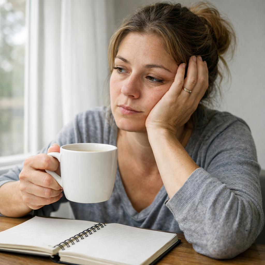 Overworked mom learning how to handle stress with simple daily habits